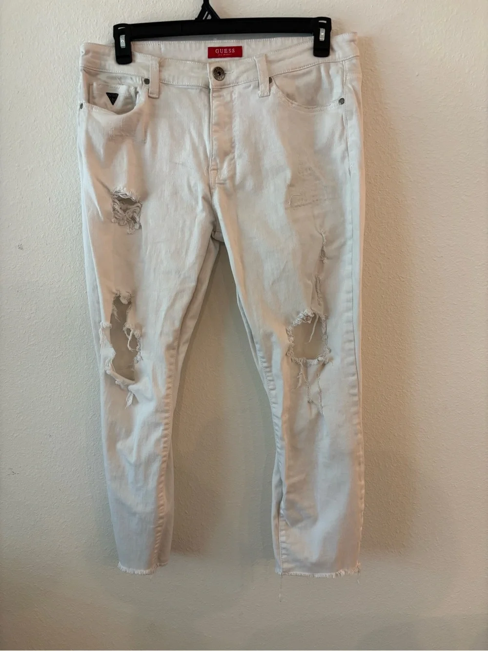 GUESS Distressed White Skinny Jeans